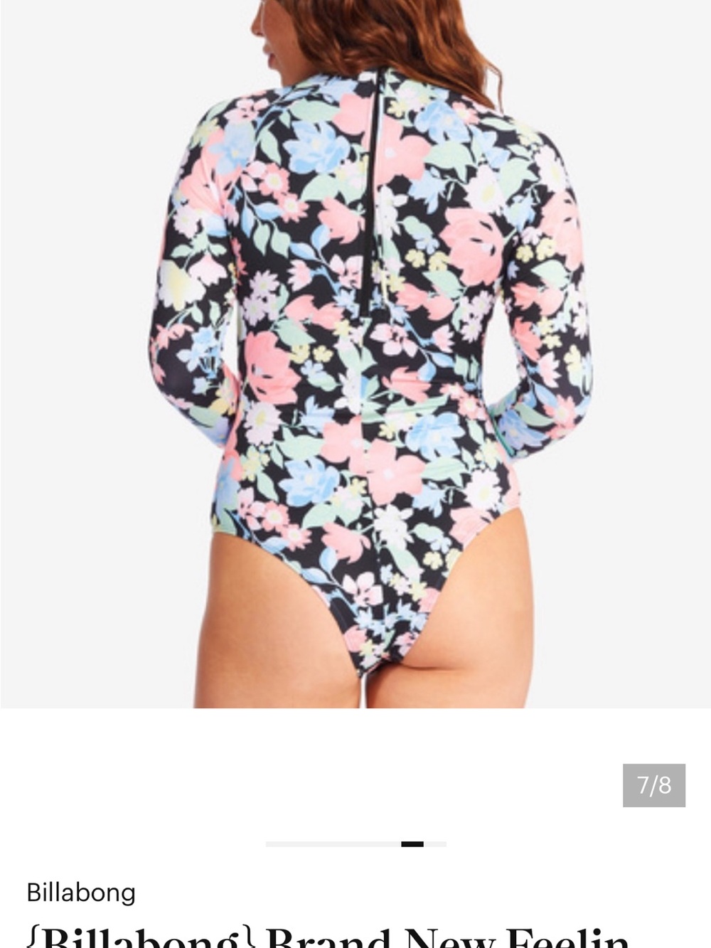 Billabong women’s Black Floral Long-Sleeve One-Piece - Picture 6 of 6